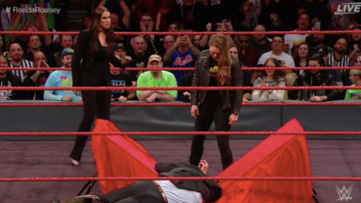 Watch: Ronda Rousey Tosses Triple H Through A Table, Gets Slapped By Stephanie McMahon Watch: Ronda Rousey Tosses Triple H Through A Table, Gets Slapped By Stephanie McMahon