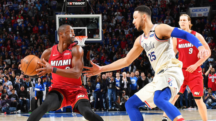 Vintage Effort by Dwyane Wade Draws Heat Even With 76ers