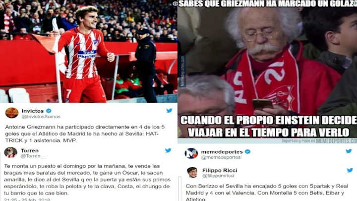 Los mejores 'tweets' de la 'manita' del Atlético de Madrid al Sevilla en el Pizjuán Los mejores 'tweets' de la 'manita' del Atlético de Madrid al Sevilla en el Pizjuán