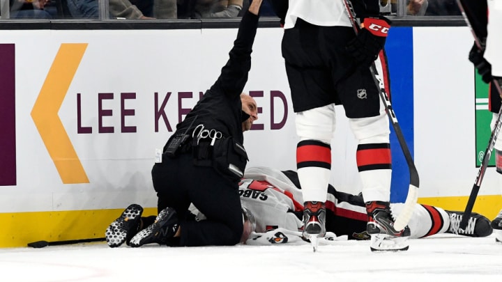 Ottawa's Scott Sabourin Taken Off Ice on Stretcher After Collision
