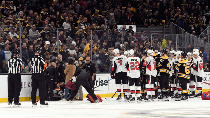 Scott Sabourin Has Fractured Nose After Scary Fall Against Bruins
