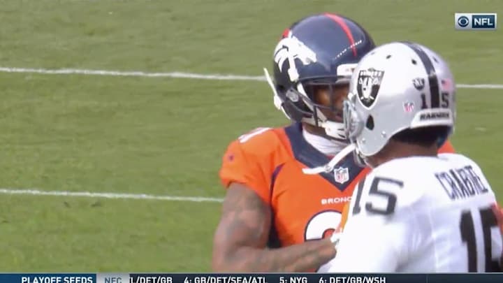 Watch: Aqib Talib grabs Michael Crabtree’s gold chain necklace and snaps it