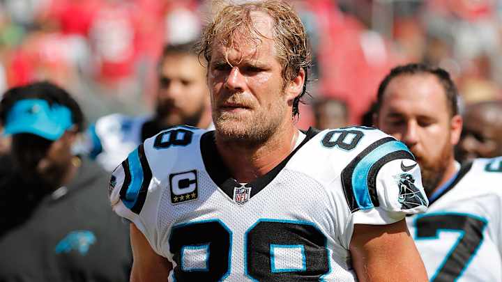 Greg Olsen Suffers Broken Foot, Seen On Crutches With Walking Boot Greg Olsen Suffers Broken Foot, Seen On Crutches With Walking Boot