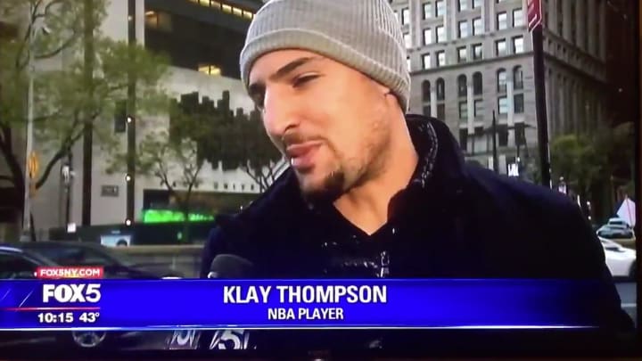 Klay Thompson Made a Random Cameo on the Local News to Talk About Scaffolding
