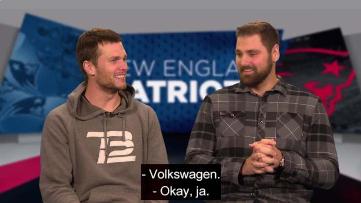 Watch Tom Brady try (and fail) to speak German with Sebastian Vollmer