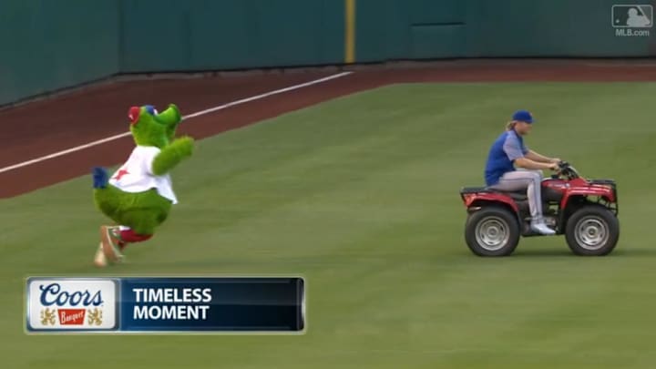 Noah Syndergaard stole the Phillie Phanatic’s ATV right from under his long, fuzzy nose