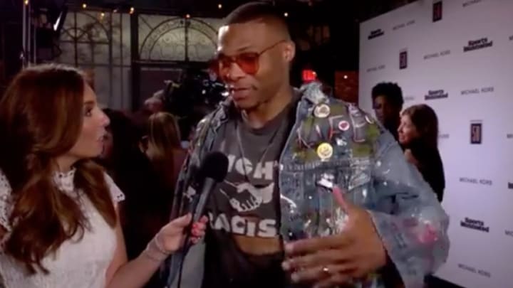 Russell Westbrook wears 'Fight Racism' shirt to Fashionable 50 event Russell Westbrook wears 'Fight Racism' shirt to Fashionable 50 event