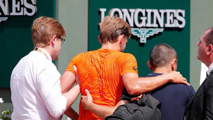 Tripped by a tarp: French Open player stops with bad ankle