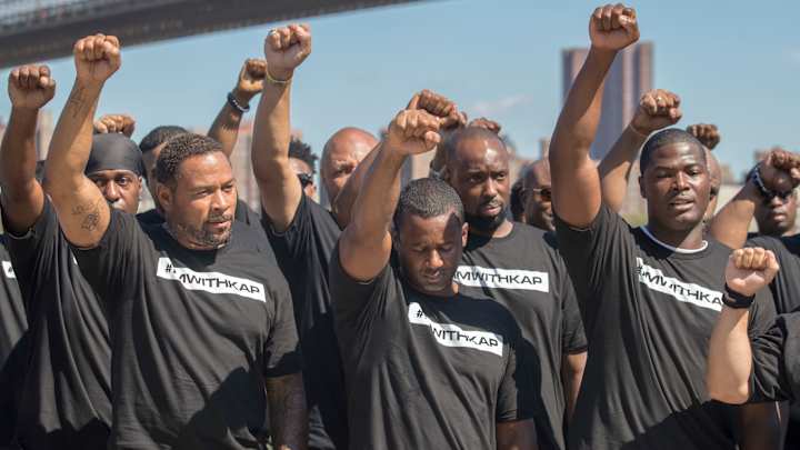 Law Enforcement Officers Hold Rally For Colin Kaepernick in Brooklyn