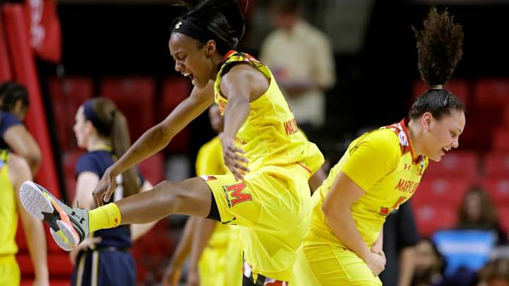 WATCH: Maryland's Destiny Slocum makes incredible overhead buzzer beater