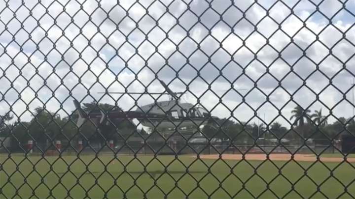 Nick Saban is visiting recruits in a helicopter