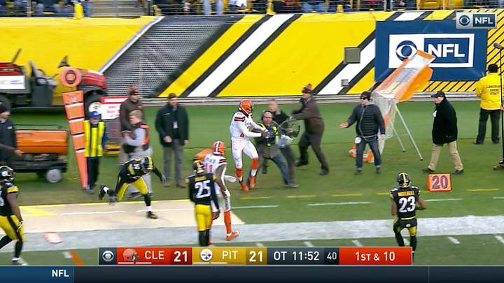 Robert Griffin III trucked a sound guy on sideline, and you could hear the whole thing Robert Griffin III trucked a sound guy on sideline, and you could hear the whole thing