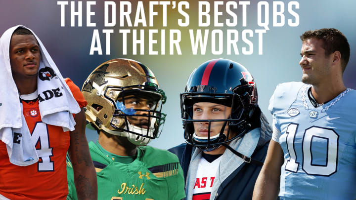 What happened to the 2017 NFL draft's top quarterbacks during their worst games?