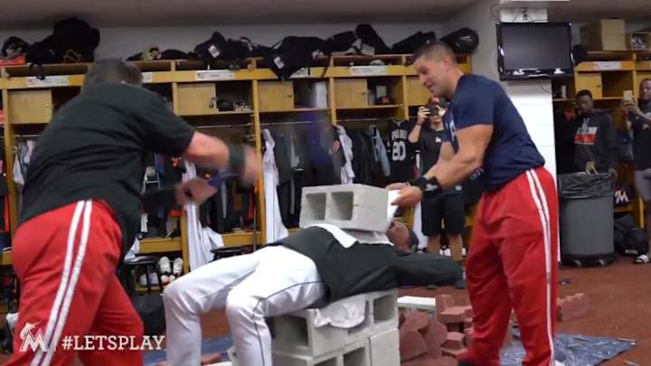 Don Mattingly had a cinderblock smashed on his chest by a very buff preacher Don Mattingly had a cinderblock smashed on his chest by a very buff preacher