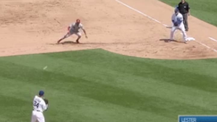 Watch: Jon Lester conquers the yips, picks off Tommy Pham at first base Watch: Jon Lester conquers the yips, picks off Tommy Pham at first base