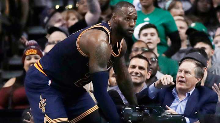 Watch: LeBron James almost trucks Bill Belichick