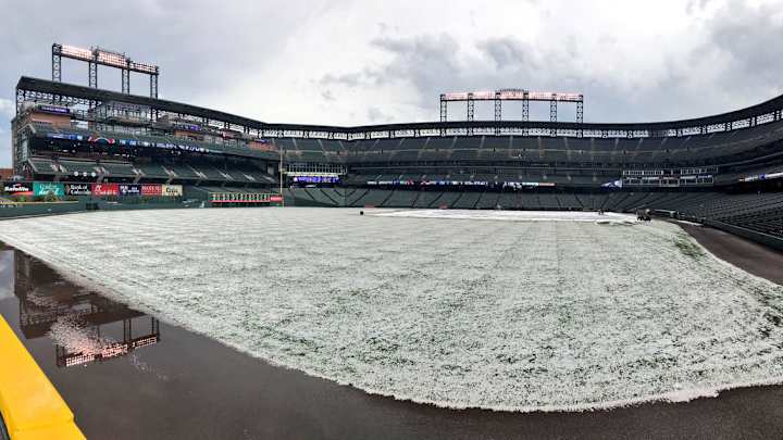 Apocalyptic hail storm wreaks havoc on Coors Field before Rockies-Cubs game Apocalyptic hail storm wreaks havoc on Coors Field before Rockies-Cubs game