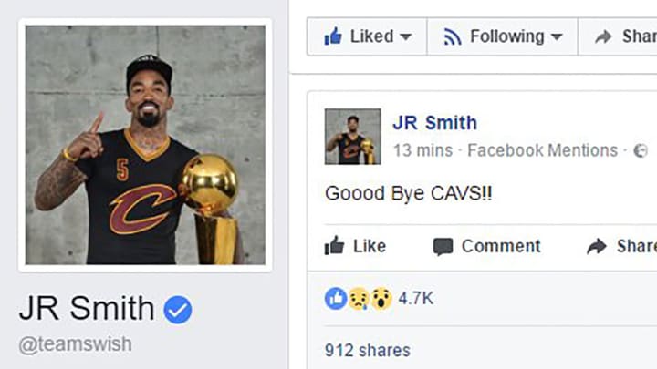 J.R. Smith's Facebook was hacked to say he was leaving the Cavaliers J.R. Smith's Facebook was hacked to say he was leaving the Cavaliers