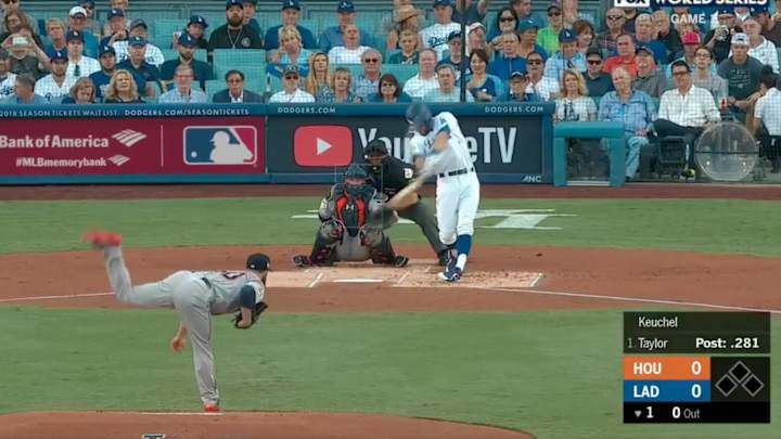 Watch: Dodgers' Chris Taylor Clubs Homer on Dallas Keuchel's First Pitch of World Series Game 1