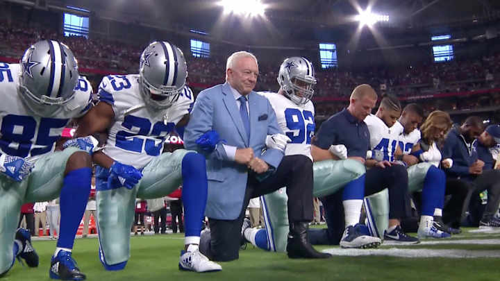 Trump Says 'Big Progress' Made After Cowboys' Pre-Anthem Protest, Then Slams NFL Ratings Trump Says 'Big Progress' Made After Cowboys' Pre-Anthem Protest, Then Slams NFL Ratings
