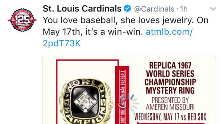 The Cardinals sent out a sexist tweet about a World Series ring giveaway