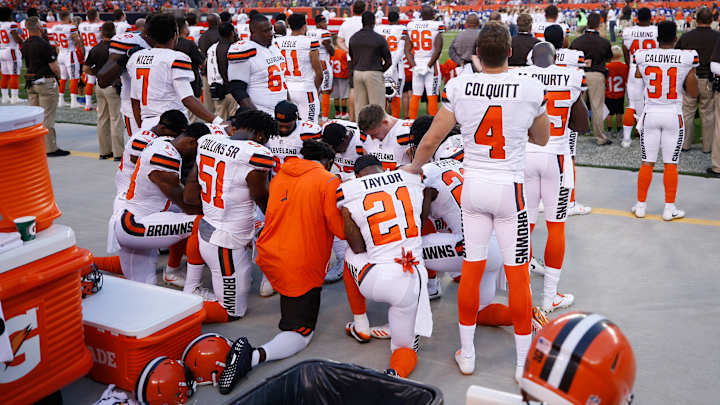 Browns to Be Joined by Police, Firefighters, EMTs, Military for National Anthem Sunday Browns to Be Joined by Police, Firefighters, EMTs, Military for National Anthem Sunday