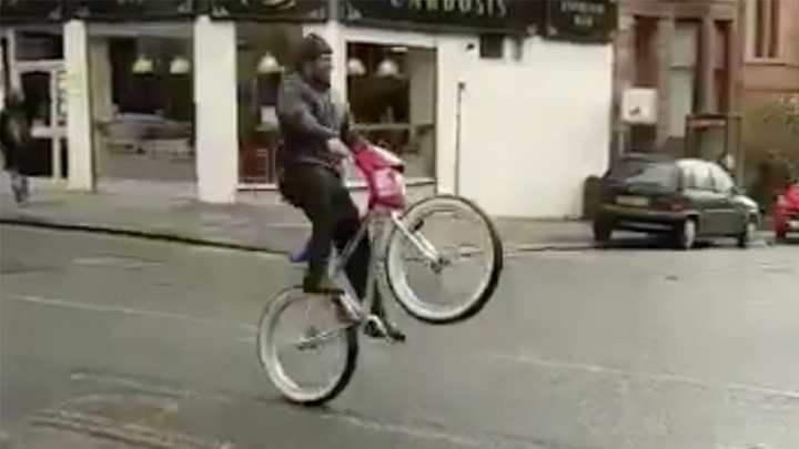 Marshawn Lynch is in Scotland popping wheelies while playing chicken with a bus Marshawn Lynch is in Scotland popping wheelies while playing chicken with a bus