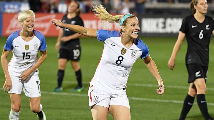 Watch: Julie Ertz Scores Twice, Alex Morgan Adds One to Lead USWNT Over New Zealand Watch: Julie Ertz Scores Twice, Alex Morgan Adds One to Lead USWNT Over New Zealand