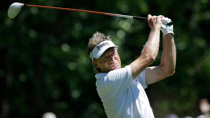 Langer shares lead at rainy, windy Senior British Open