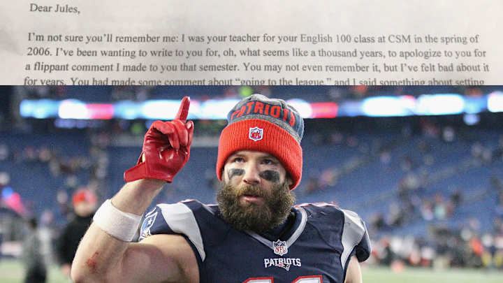 Julian Edelman’s college English teacher apologizes for doubting he could make the NFL