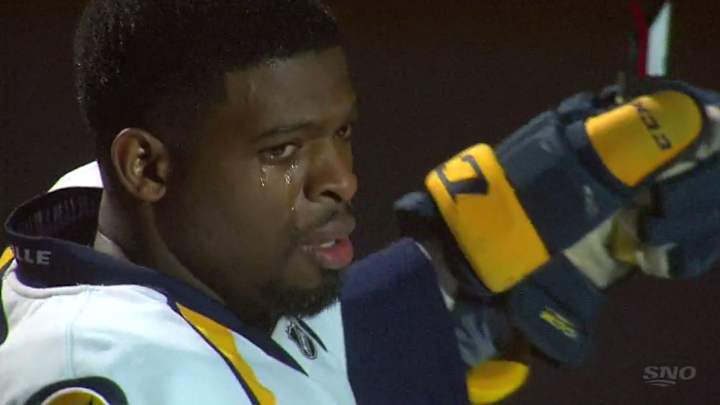 Video: P.K. Subban tears up during Canadiens’ tribute on return to Montreal Video: P.K. Subban tears up during Canadiens’ tribute on return to Montreal