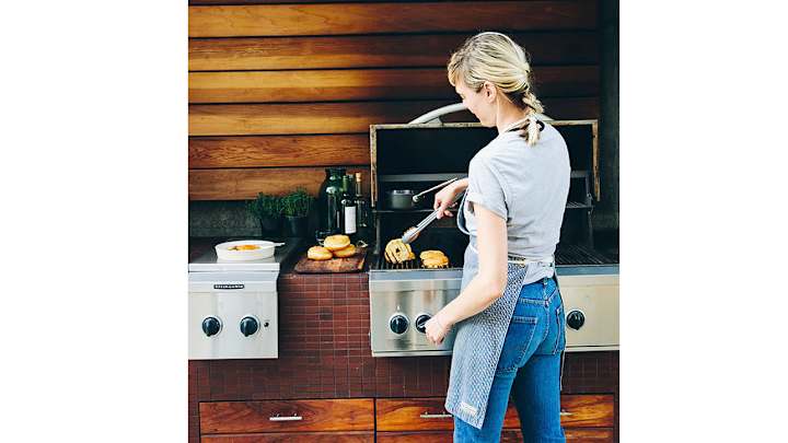 Grilled Doughnuts with Blueberry Sauce