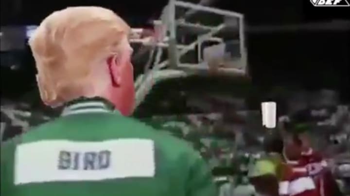 This Mashup Of Donald Trump Throwing Paper Towels And Larry Bird Sinking Threes Is Glorious