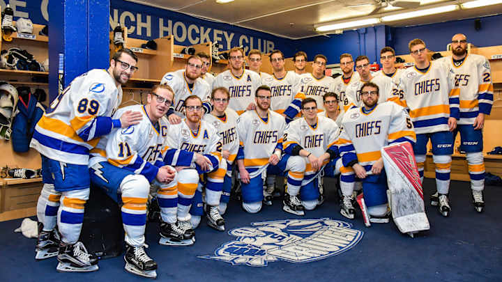An AHL team took the ice in full ‘Slap Shot’ costumes for the film’s 40th anniversary An AHL team took the ice in full ‘Slap Shot’ costumes for the film’s 40th anniversary