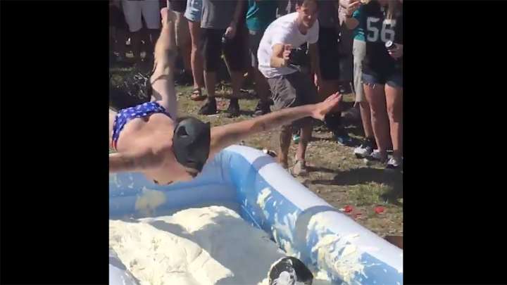 Watch: Jaguars Fans Dive Into Pool Of Mayo, New Tailgate Tradition Is Born