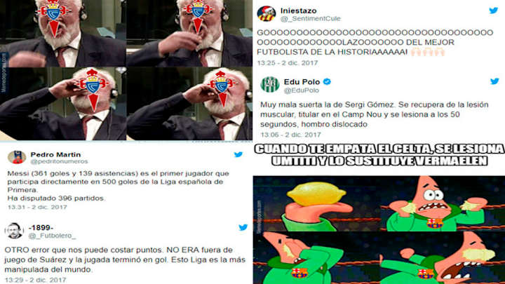 Los mejores tweets del empate entre el FC Barcelona y el Celta de Vigo (2-2)