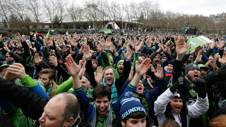 Seattle Sounders celebrate their MLS Cup title