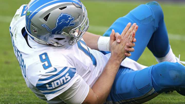 Week 14 Actives/Inactives: Matthew Stafford (hand) Active vs. Bucs