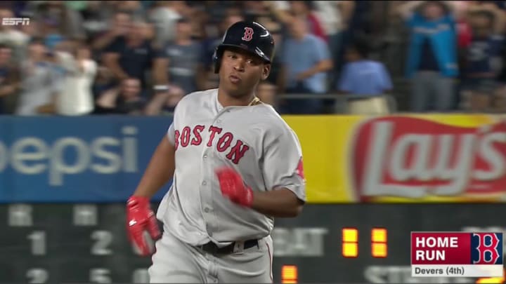 Watch: Rafael Devers Ties Game With Home Run Off 102.8 MPH Pitch by Aroldis Chapman Watch: Rafael Devers Ties Game With Home Run Off 102.8 MPH Pitch by Aroldis Chapman