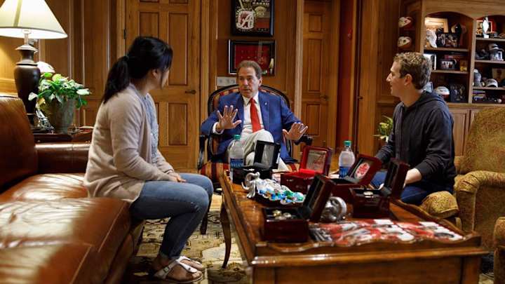 Nick Saban meets with 'Mark Zuckerberg, the Facebook guy' Nick Saban meets with 'Mark Zuckerberg, the Facebook guy'