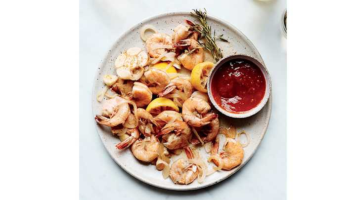 Beer-Steamed Shrimp with Cocktail Sauce