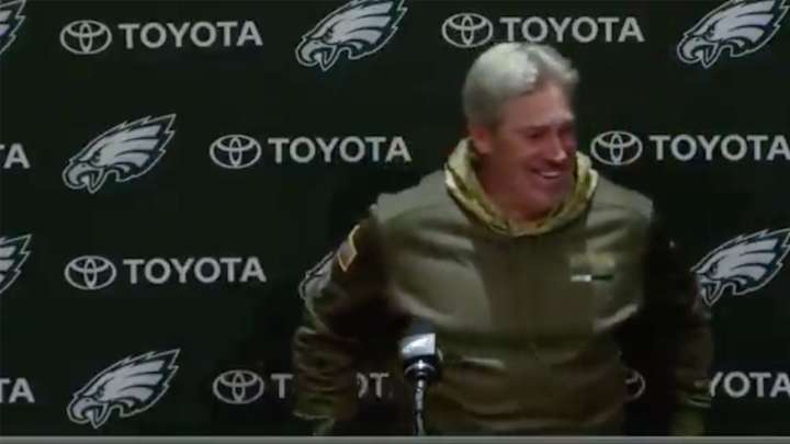 Doug Pederson Can't Stop Laughing After Reporter Asks About Carson Wentz's 'Premature Explosion'