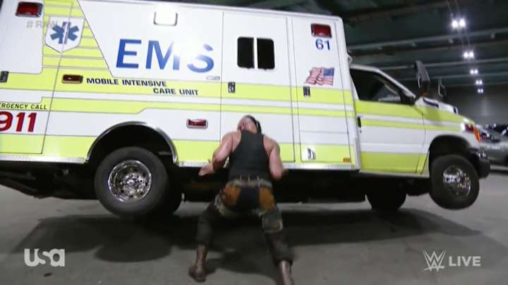 Video: Braun Strowman flipped an ambulance with Roman Reigns inside it. Seriously.