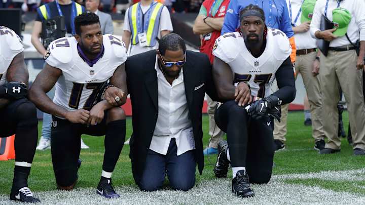Added Security Posted Near Ray Lewis Statue After Lewis Kneels for Anthem