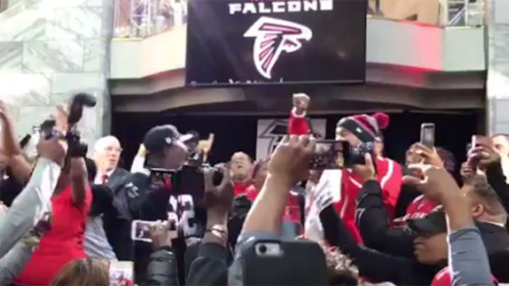 WATCH: Falcons fans are turnt at Super Bowl pep rally