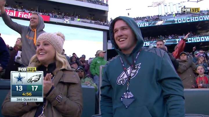 The Eagles scored a touchdown and gave the ball to Mike Trout