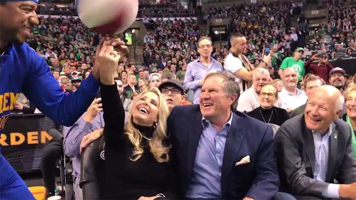 Watch: Bill Belichick laughs with Harlem Globetrotters