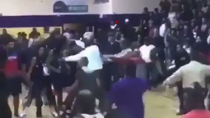 Watch: Division II basketball game postponed after wild brawl