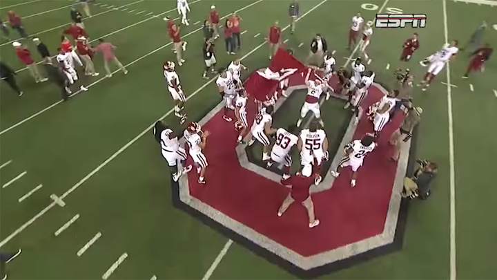 Petition Calls For Baker Mayfield’s Heisman Park Statue To Depict Him Planting OU Flag vs. Ohio State Petition Calls For Baker Mayfield’s Heisman Park Statue To Depict Him Planting OU Flag vs. Ohio State