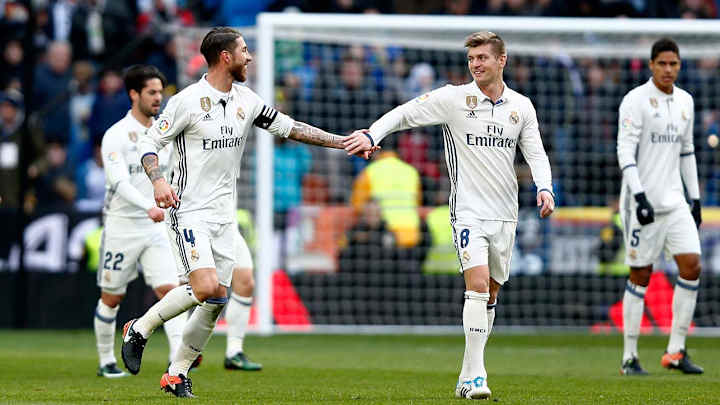 Watch: Ramos scores twice, keeps Real Madrid ahead in Spanish league